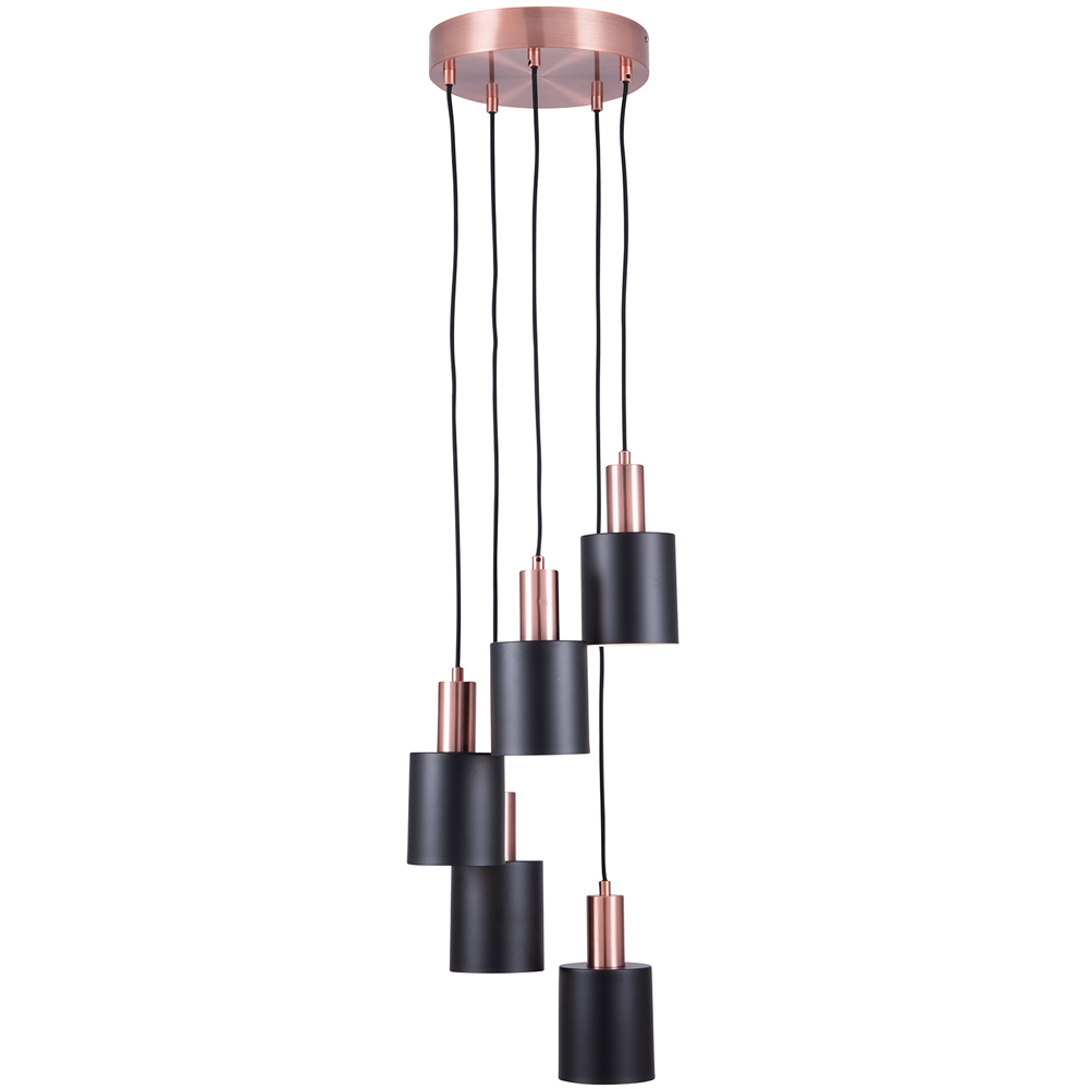 Pacific Lifestyle Biba 5 Drop Black and Antique Pendant Light Image 1