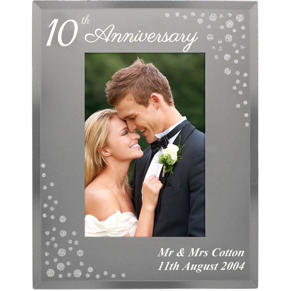 Personalised Memento Personalised Diamante Glass Anniversary Photo Frame 6 x 4 inch Image 1