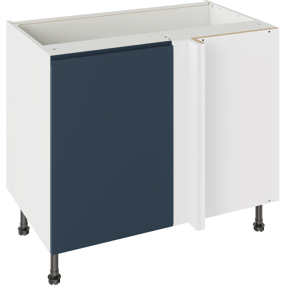 Kitchen Kit J-Pull Matt Indigo Blue Blind Corner Base Kitchen Cabinet Flatpack 1000mm Image 1