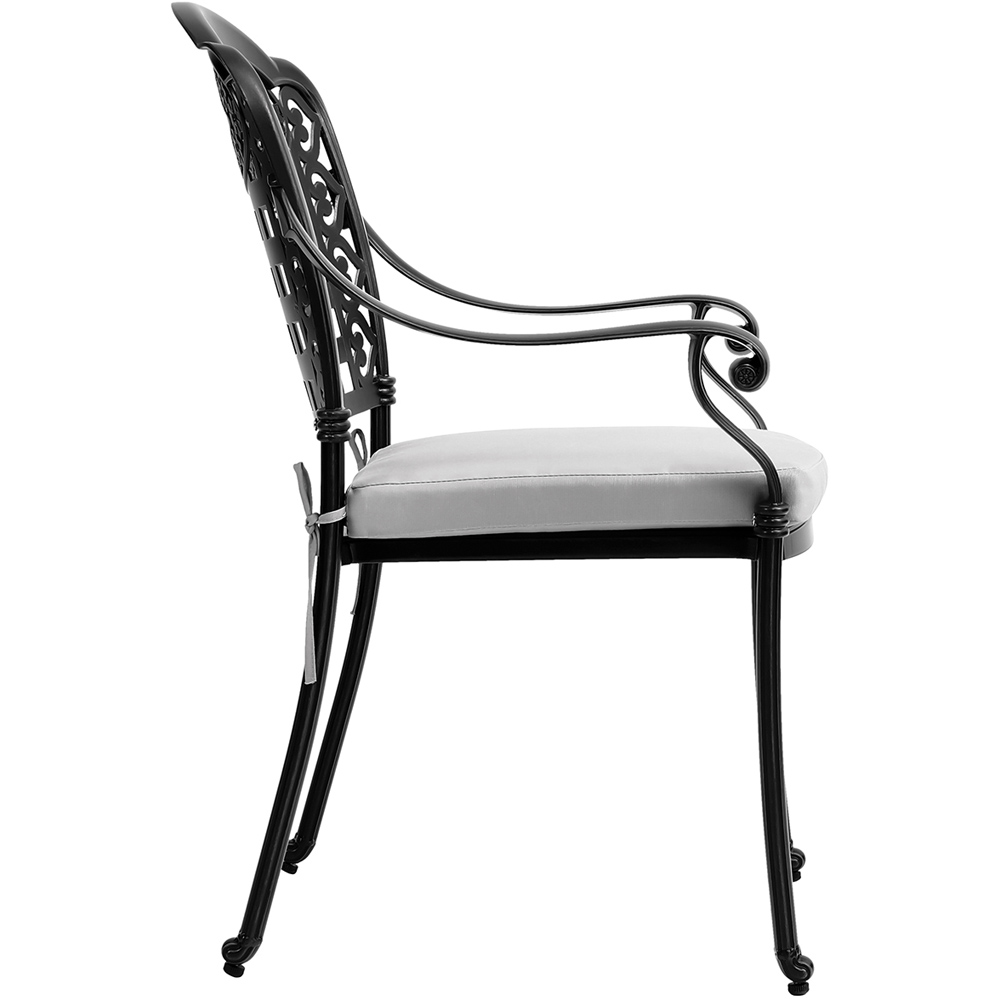 Living and Home Set of 2 Grey Aluminium Dining Chair with Cushions Image 4