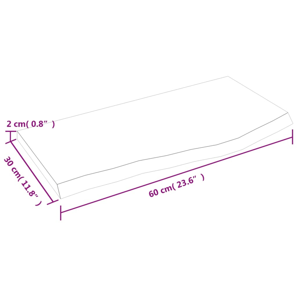 vidaXL 60 x 30 x 2cm Light Brown Treated Solid Wood Oak Wall Shelf Image 6