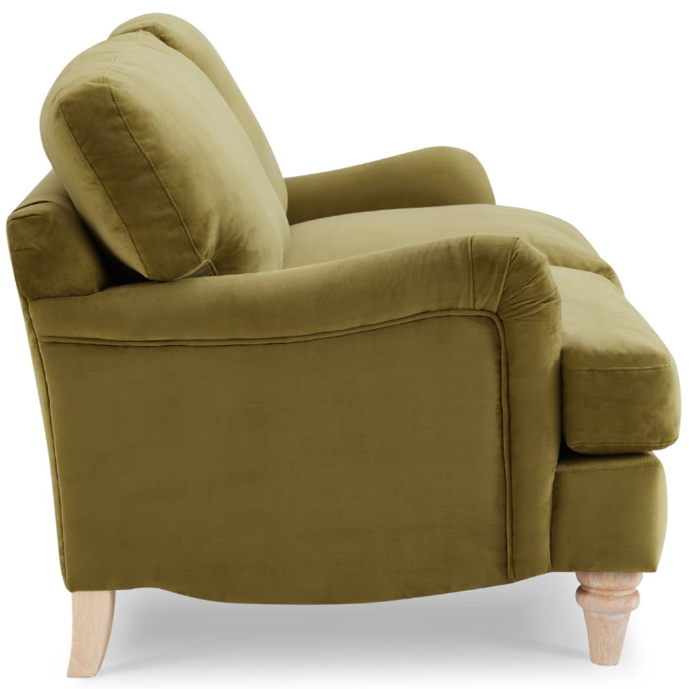 Home Detail Oxford 3 Seater Olive Green Velvet Sofa Image 4