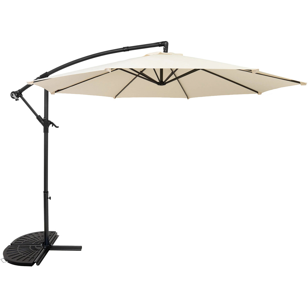 MonsterShop Cream Cantilever Parasol with Half Fan Base 3m Image 1