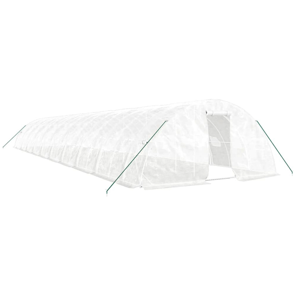 vidaXL White Polyethylene Galvanised Steel Frame 65.6 x 16.4ft Greenhouse Image 1