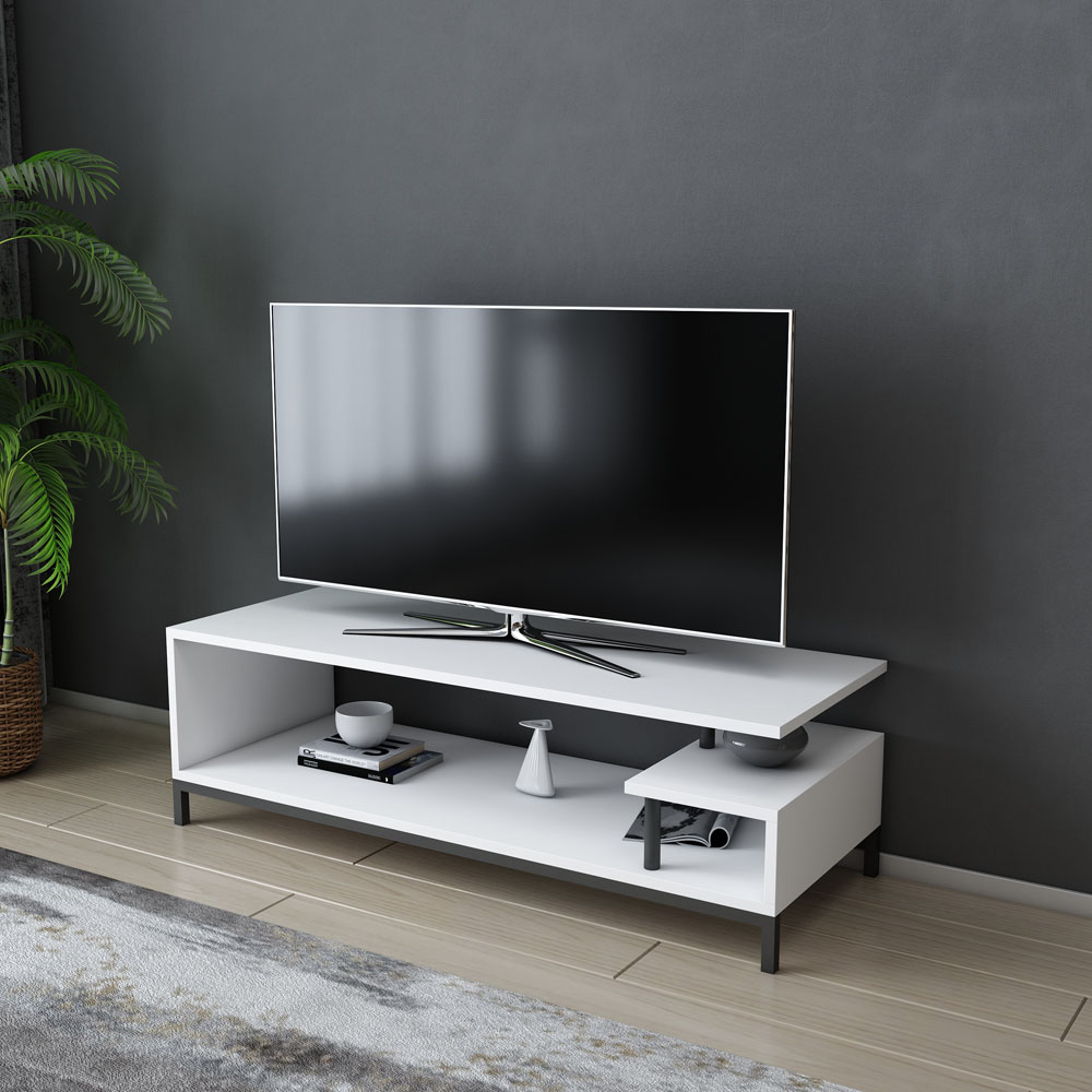 Decorotika Reilly 2 Shelf Black and White TV Unit Image 4
