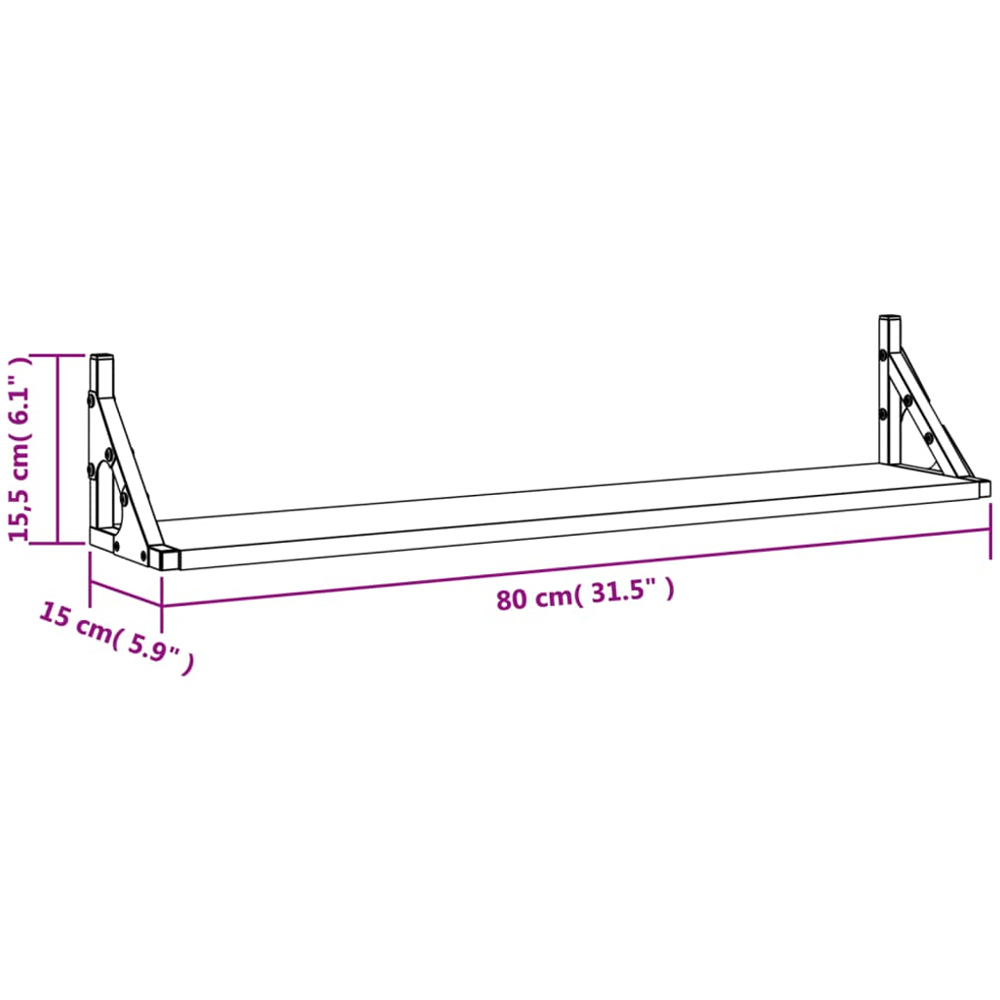 vidaXL Grey Wall Mounted Wall Shelf 2 Pack Image 8