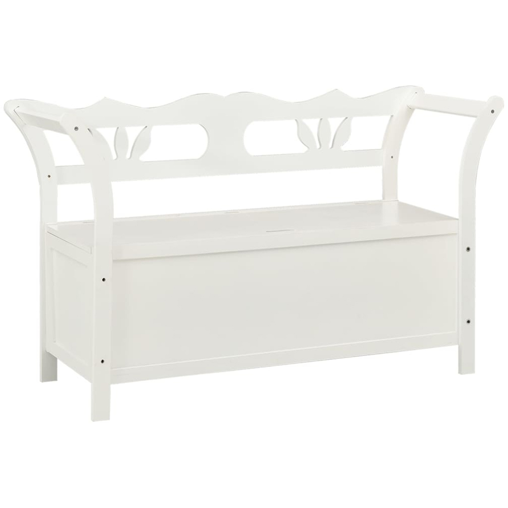 vidaXL 2 Seater White Solid Wood Fir Bench Image 2