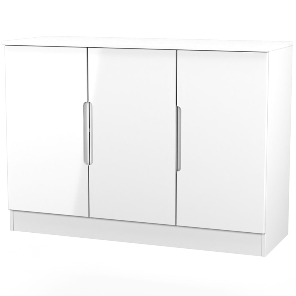 Crowndale Milan 3 Door White Gloss and White Sideboard Ready Assembled Image 4
