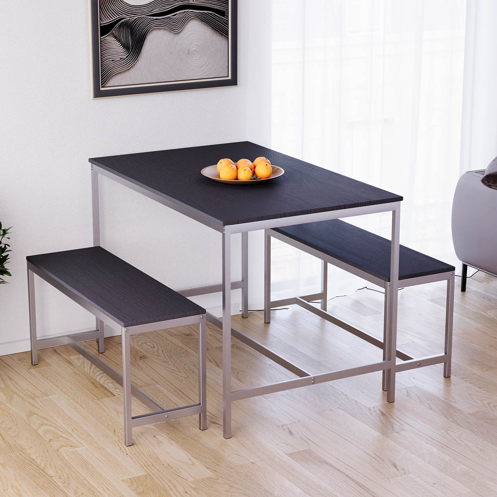 Vida Designs Roslyn 4 Seater Metal Frame Dining Bench Set Black Image 5