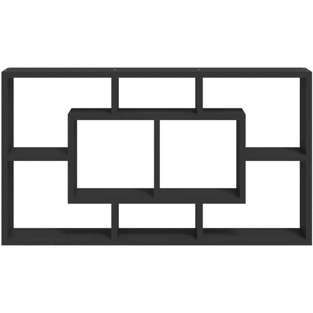 vidaXL 8 Shelf Black Floating Wall Shelf Image 2