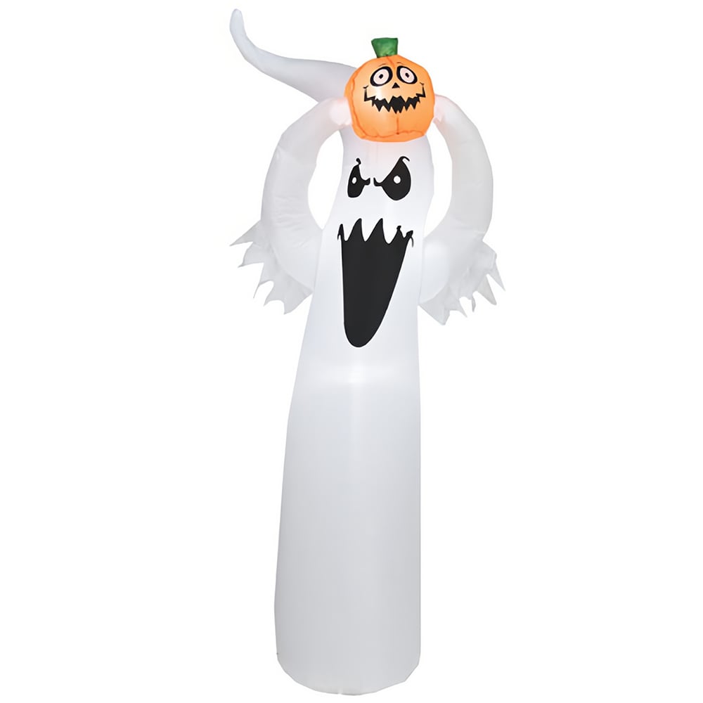 Jaoyeh White Inflatable Ghost and Pumpkin Halloween Decoration 6ft Image 1