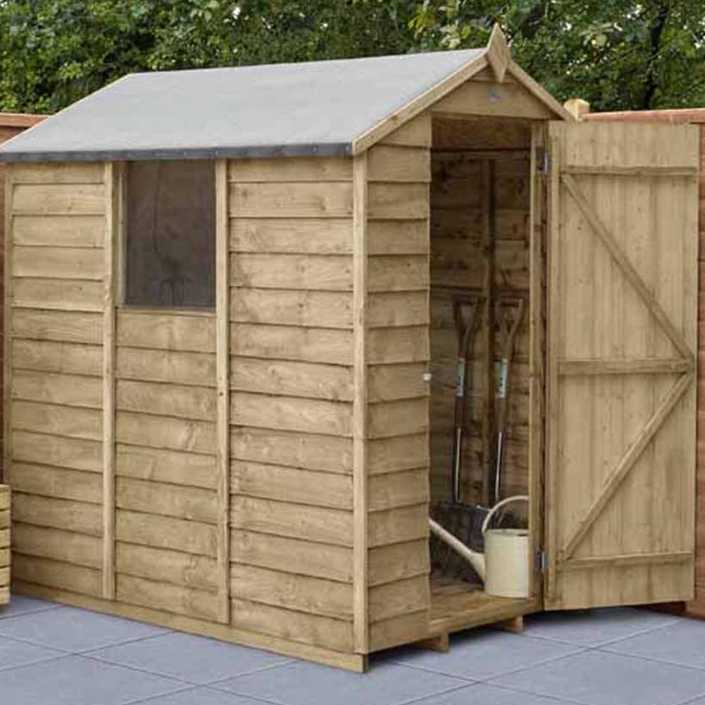 Forest Garden 6 x 4ft Overlap Pressure Treated Apex Shed with Window Image 3