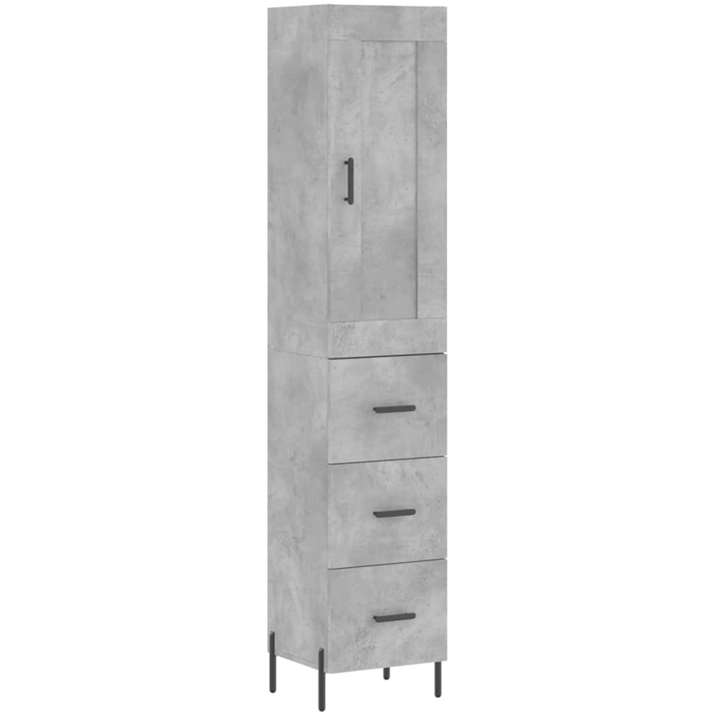 vidaXL Single Door 3 Drawer Concrete Grey Highboard Image 2
