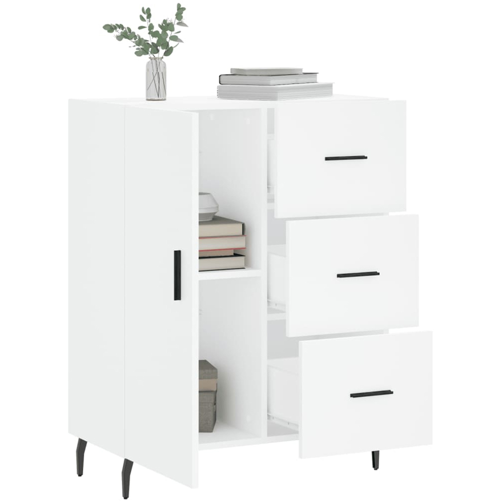 vidaXL Single Door 3 Drawer White Sideboard Image 4