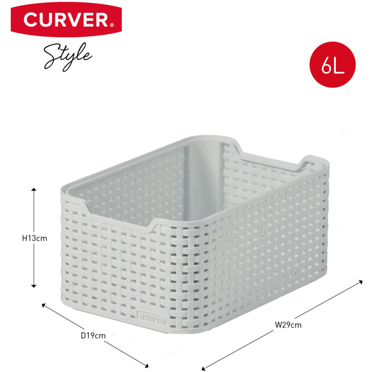 6L Grey Storage Basket Image 5