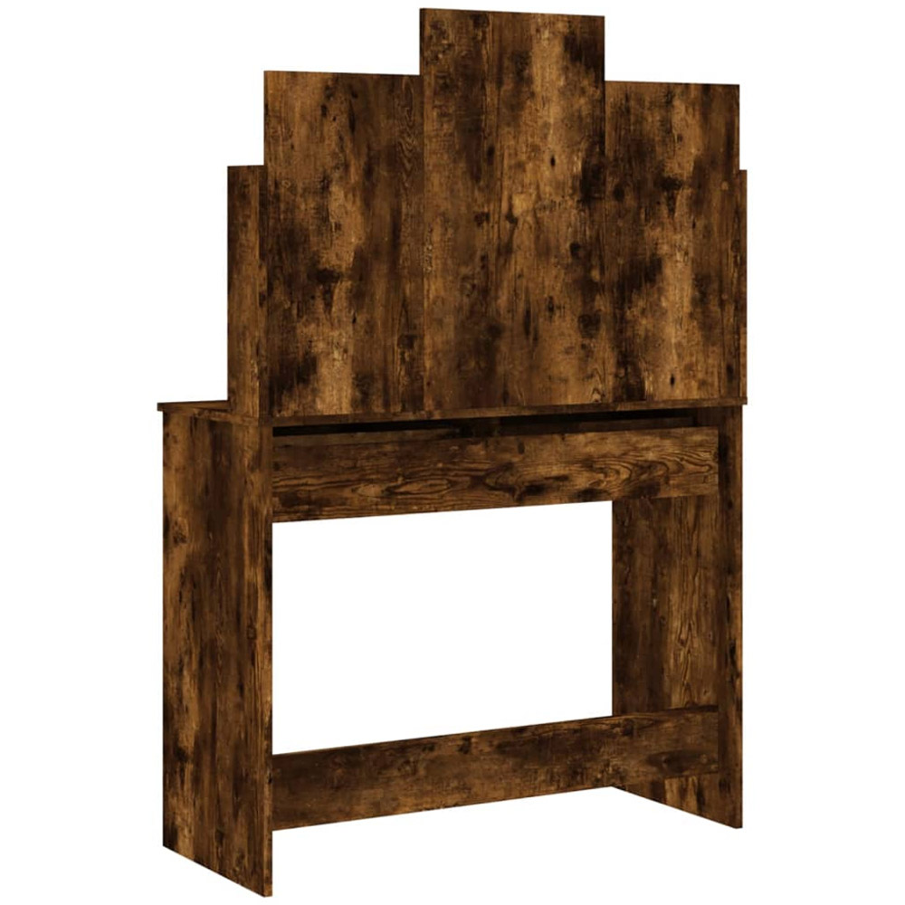 vidaXL 2 Drawer 4 Shelf Smoked Oak Dressing Table with Mirror Image 6