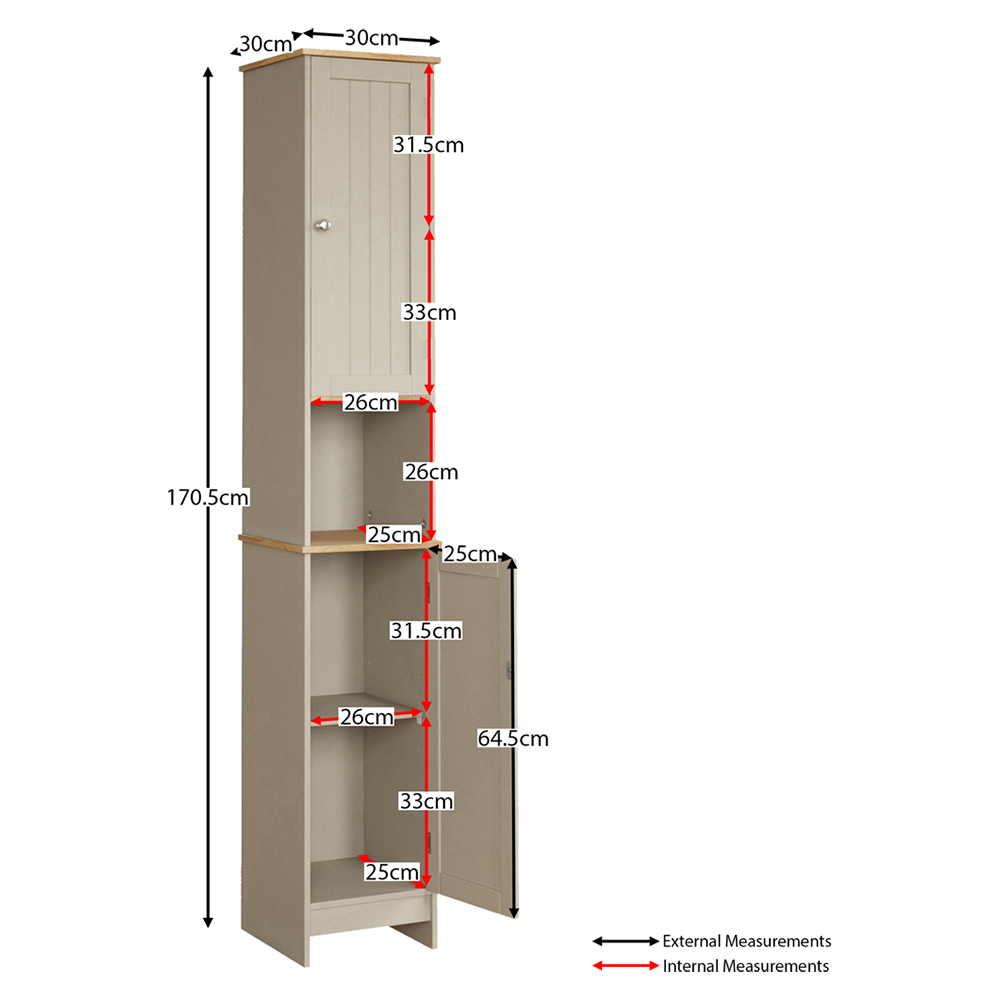 Lassic Bath Vida Grey 2 Door Tall Floor Cabinet Image 9