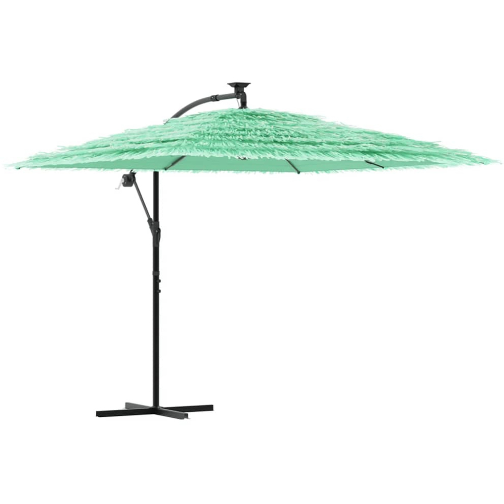 vidaXL Green Straw Top Cantilever Parasol with Steel Pole 2.6m Image 1
