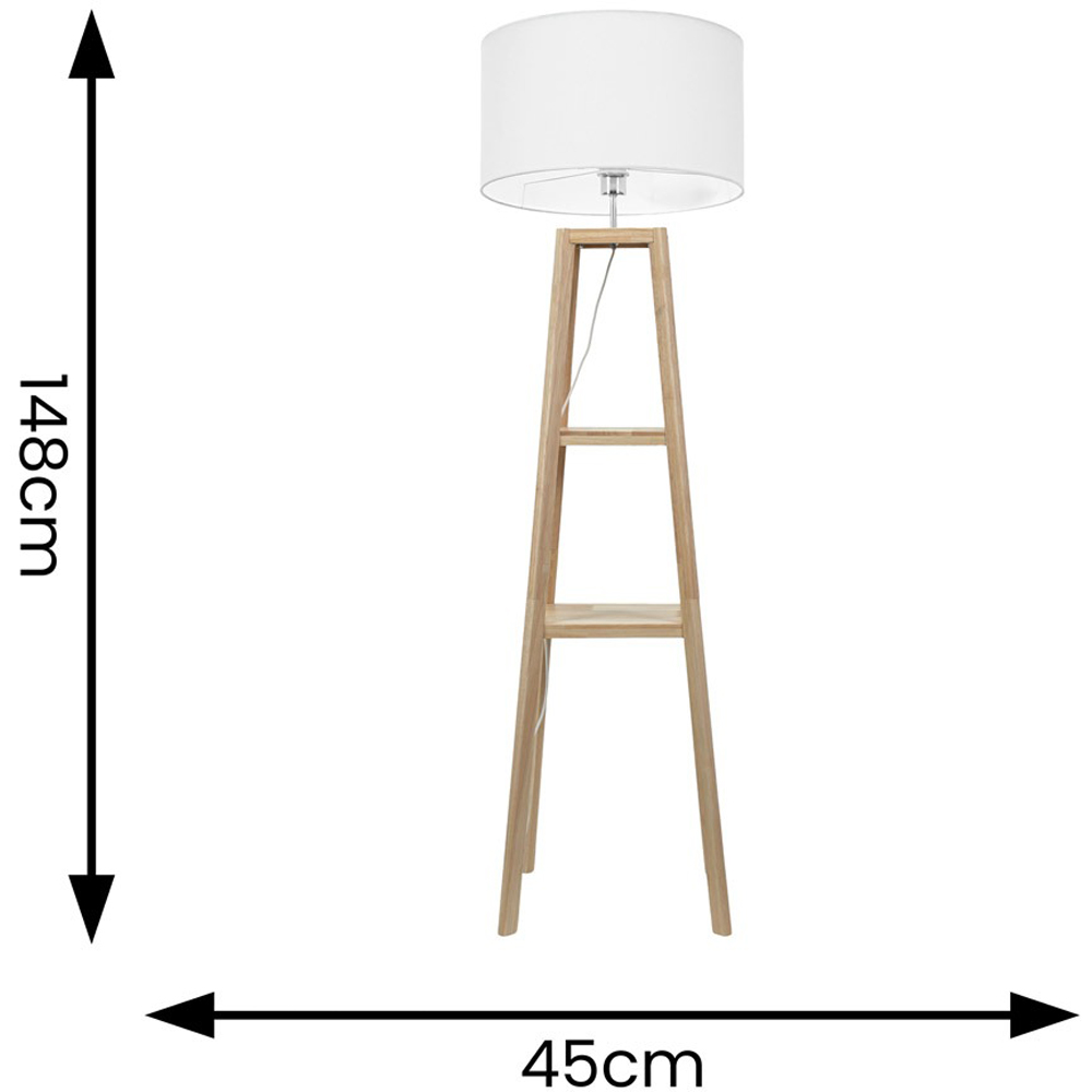 ValueLights Wakefield White Fabric Shade Quad Base LED Floor Lamp with 2 Shelves Image 7