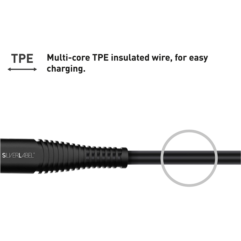 SilverLabel Black Micro USB Cable 1m Image 4