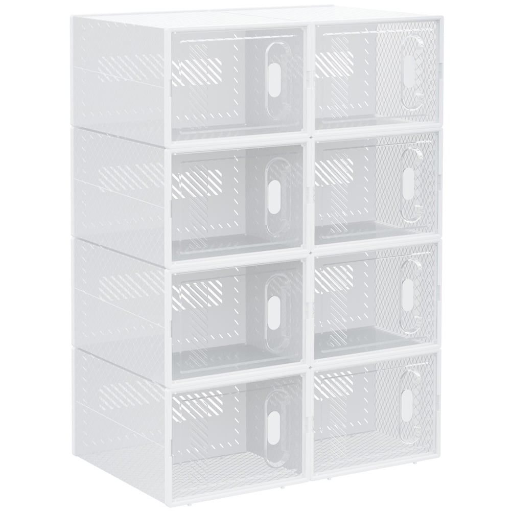 HOMCOM 8 Piece Stackable Clear Plastic Shoe Storage Box for Size 8.5/43 Image 1