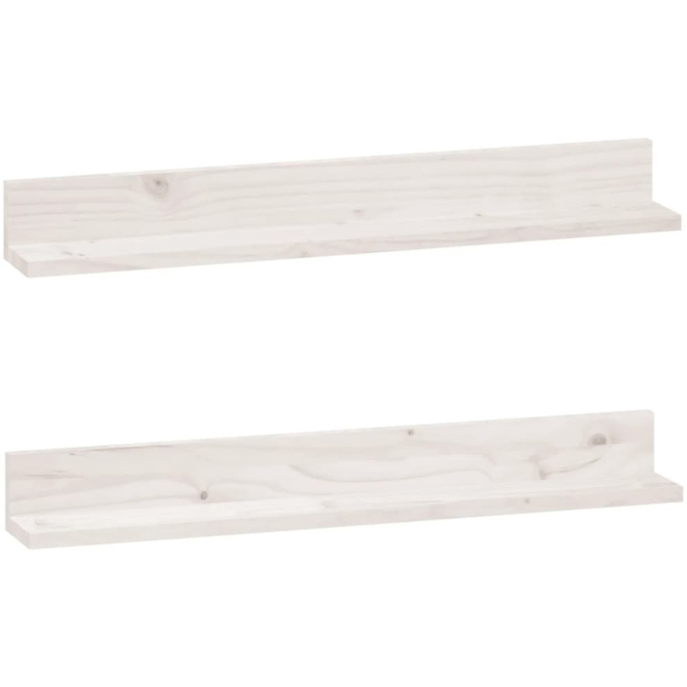 vidaXL 80 x 11 x 9cm White Solid Pine Wall Cabinet 2 Pack Image 3