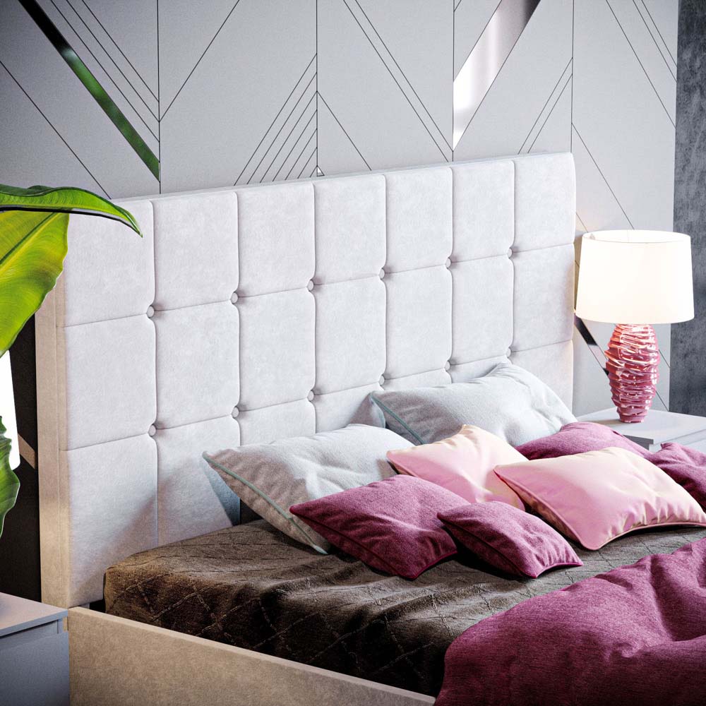 Vida Designs Valentina King Size Light Grey Velvet Ottoman Bed Image 2