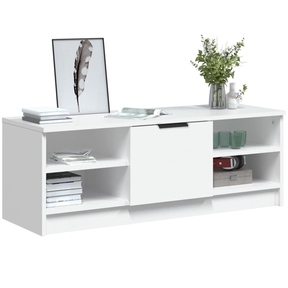 vidaXL Single Door 4 Shelf White TV Cabinet Image 4