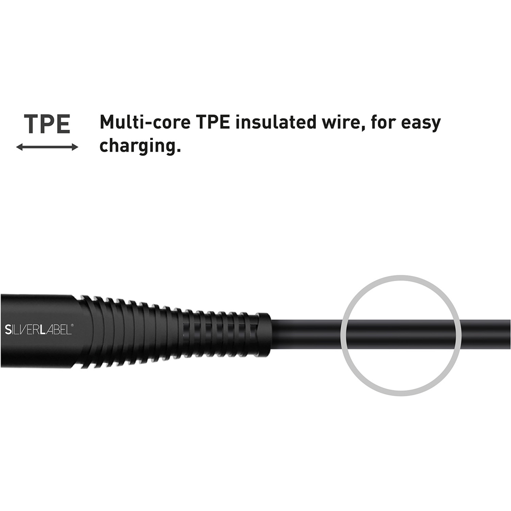 SilverLabel Black USB-A to USB-C Cable 1m Image 4