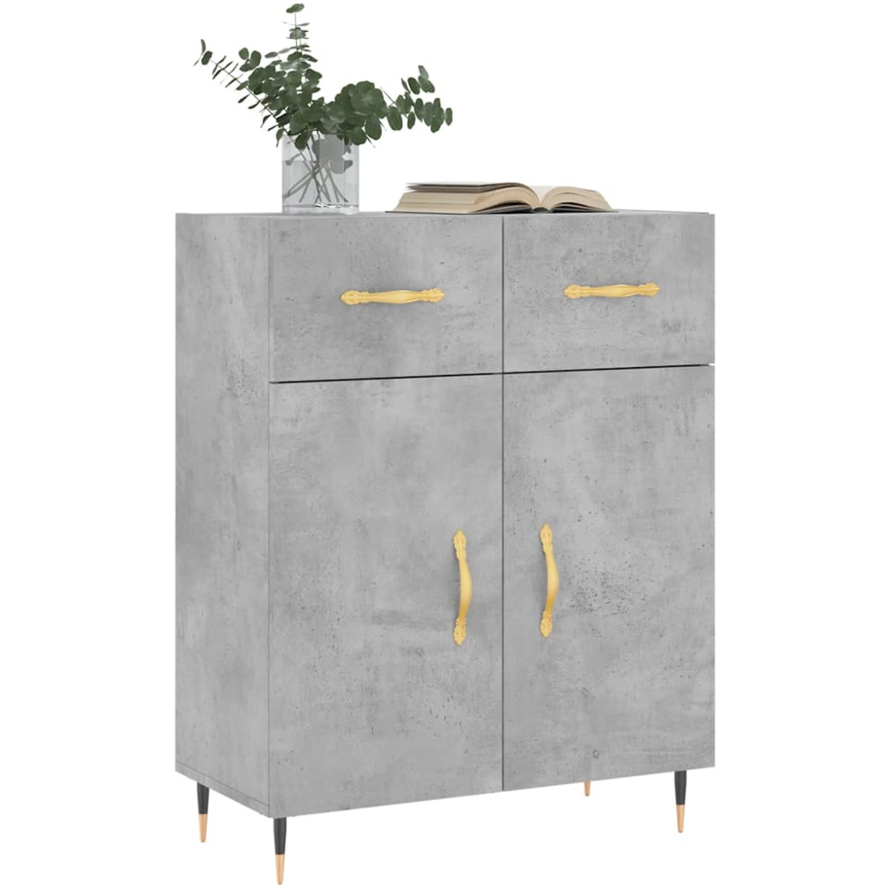 vidaXL 2 Door 2 Drawer Concrete Grey Wooden Sideboard Image 3