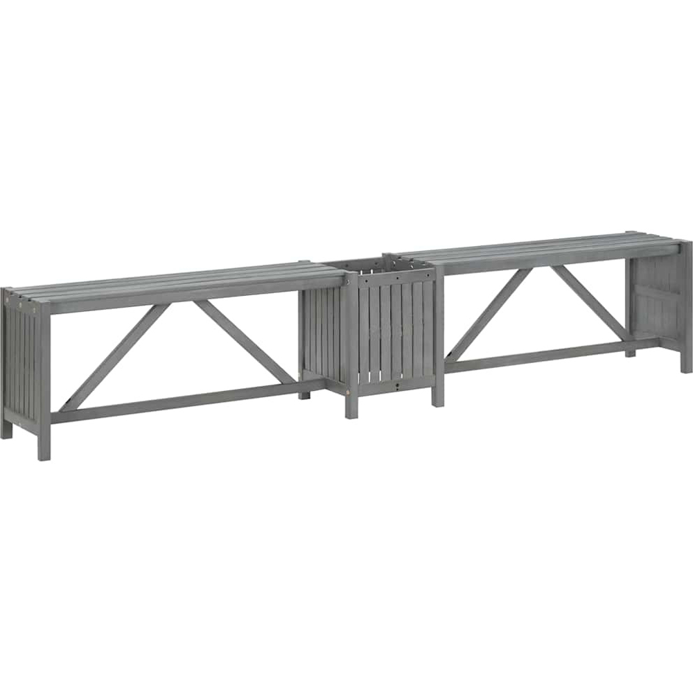 Walplus Grey Solid Acacia Wood Corner Garden Bench with Planter 117cm Image 5