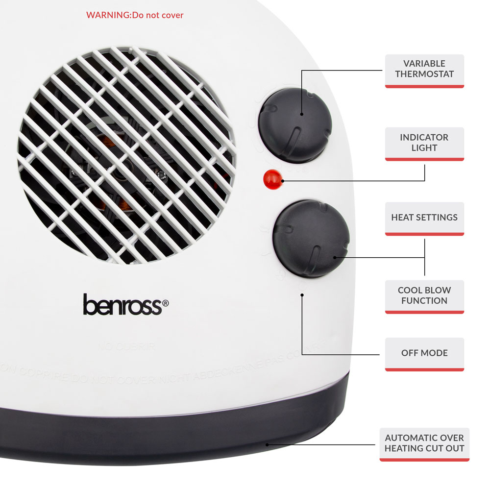 Benross White Horizontal Fan Heater 2000W Image 8