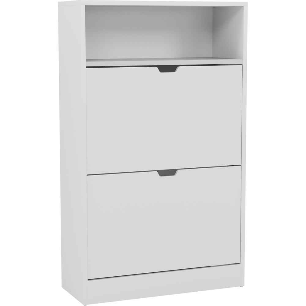 VIDA DESIGNS 2 Drawer Single Shelf White Shoe Cabinet Image 2