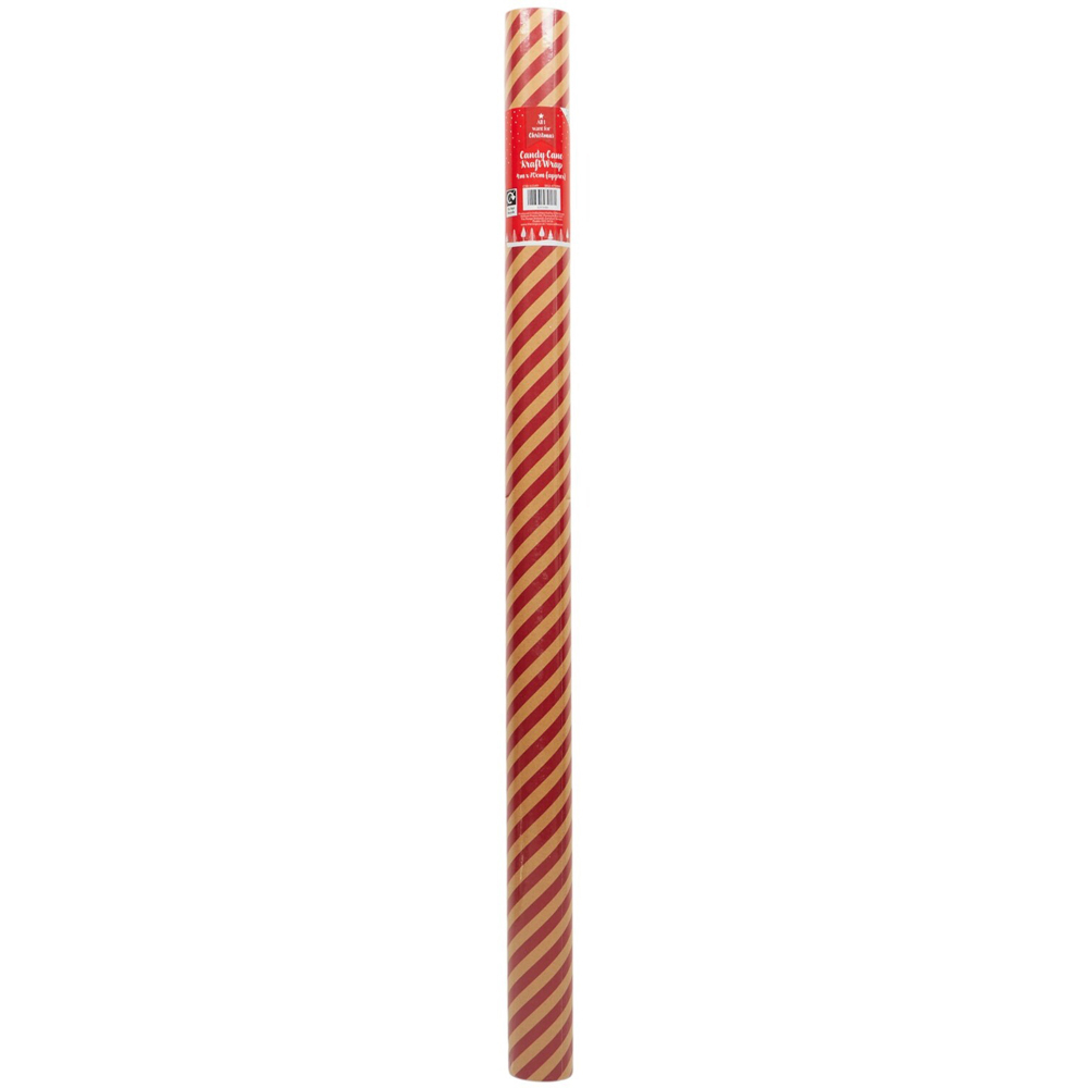 Candy Cane Kraft Gift Wrap Red | Wilko