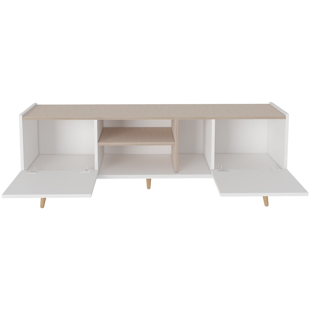 Decorotika Ecuador 2 Door 3 Shelf White and Beige TV Unit Image 6