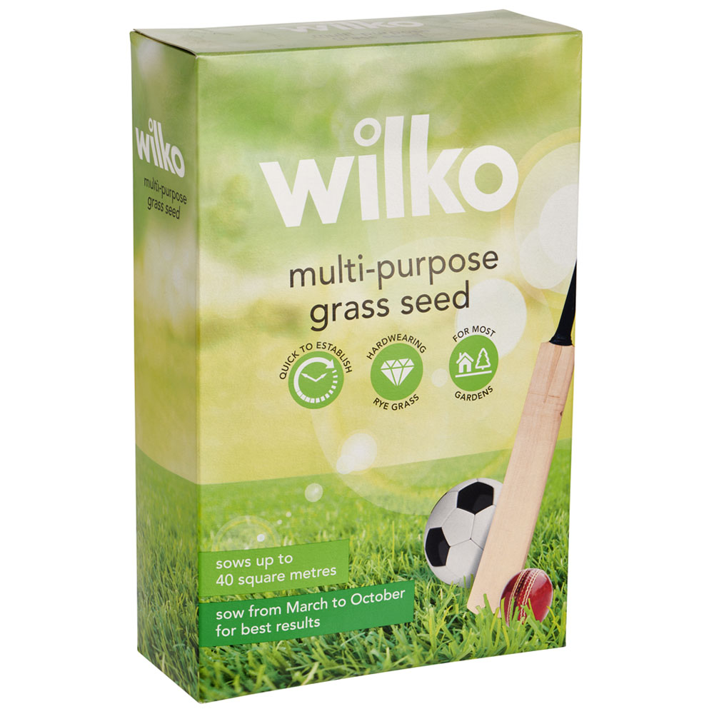 Wilko MultiPurpose Lawn Seed with Ryegrass 40msq 1kg Case of 12 Wilko