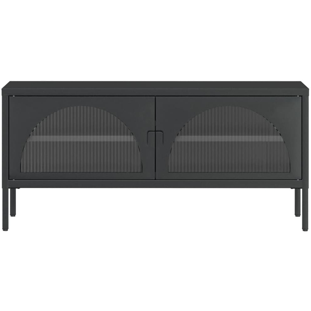 vidaXL 2 Door Black Fluted Glass and Steel TV Cabinet Image 4