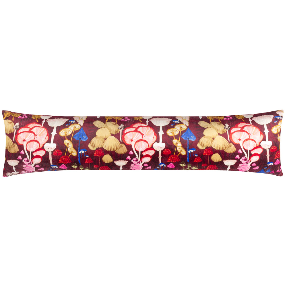 furn. Amanita Burgundy Mushroom Velvet Draught Excluder Image 1