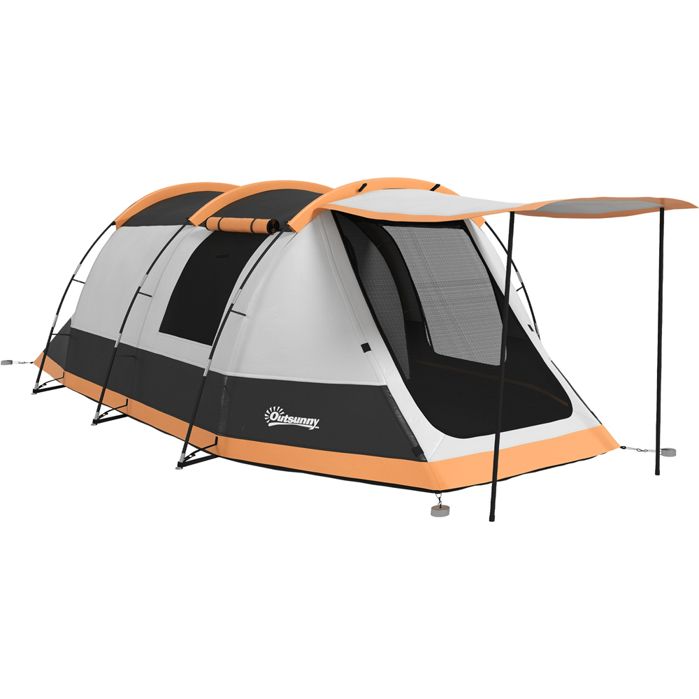 Outsunny 3-4 Person Waterproof Tunnel Camping Tent Orange Image 1