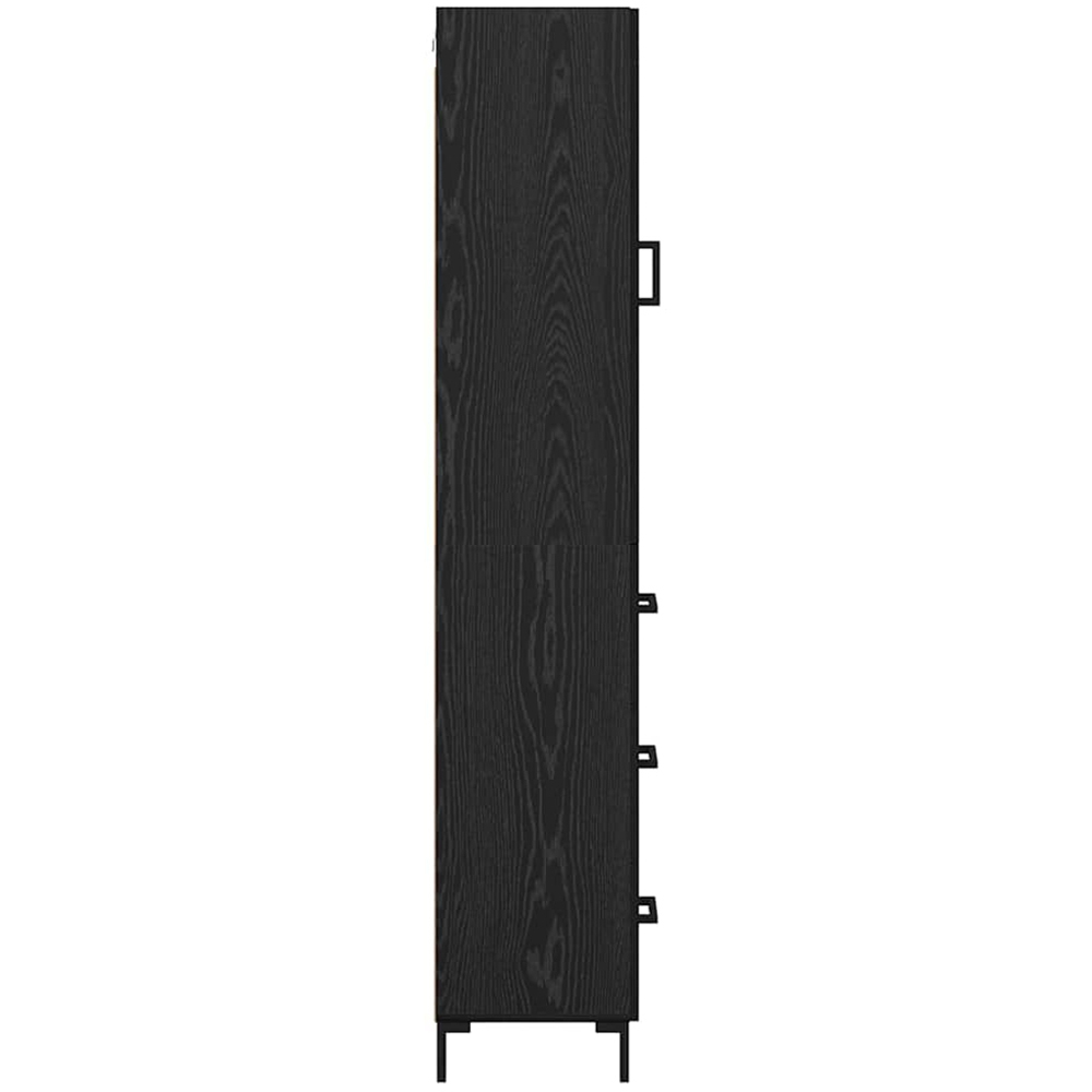 vidaXL Single Door 3 Drawer Black Oak Tall Slim Highboard with Metal Legs Image 8