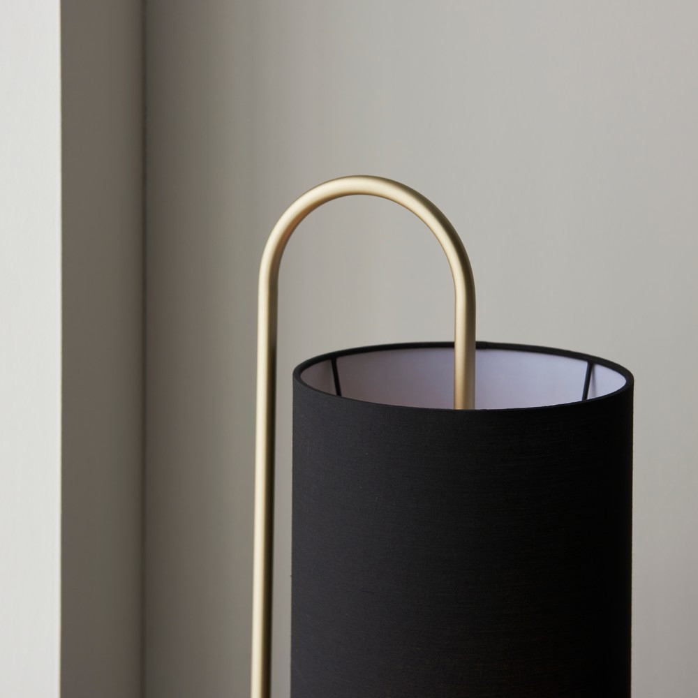 Merano Arenzano Antique Brass and Black Fabric Floor Lamp Image 5