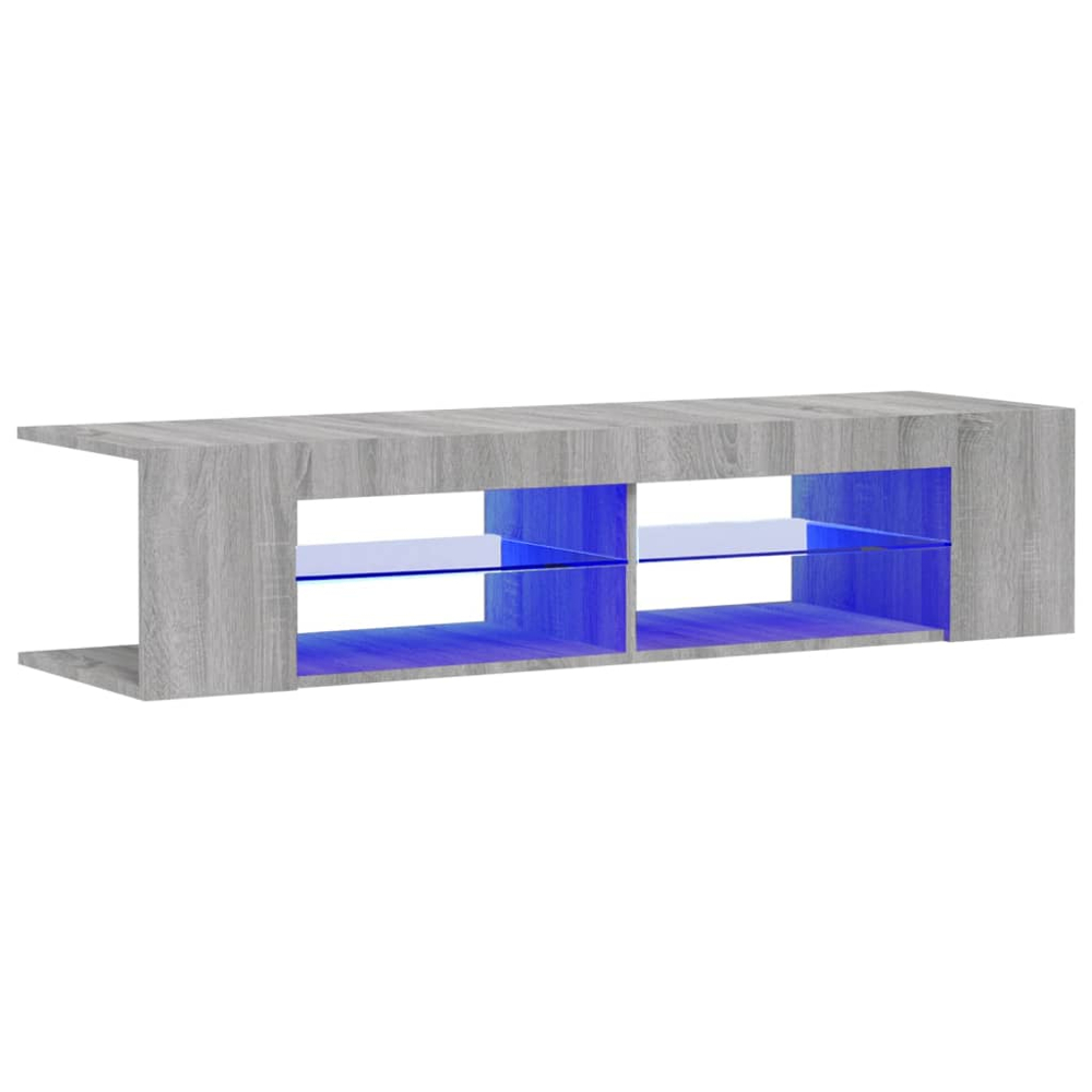 vidaXL 4 Shelf Grey Sonoma TV Cabinet with LED Lights Image 2