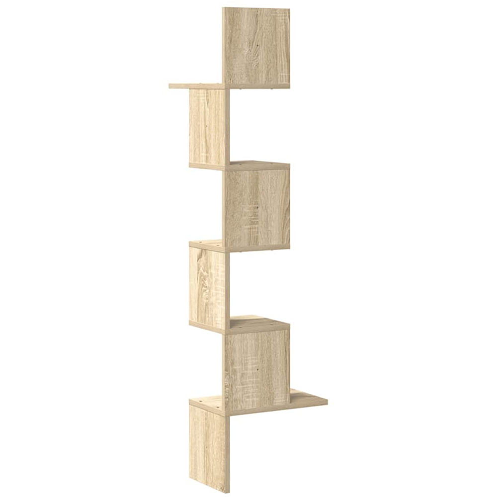 vidaXL 5 Shelf Sonoma Oak Wall Corner Shelf Image 5