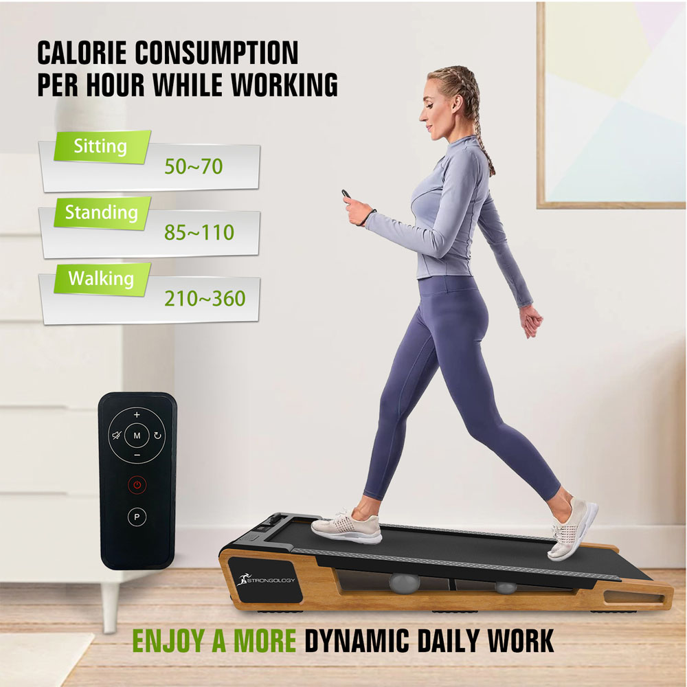Strongology INCLINO Walnut Wood Quiet Adjustable Speed Treadmill 560W Image 3