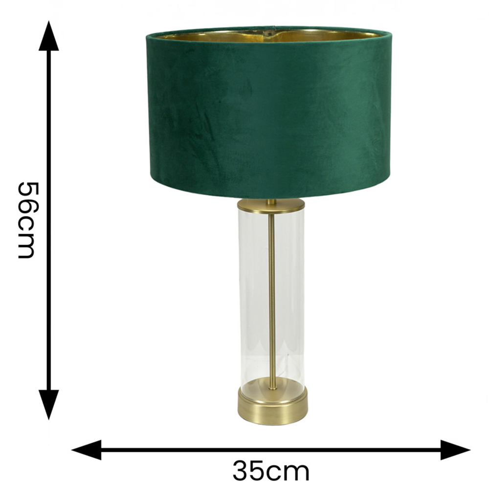 ValueLights Balan Gold Glass LED Table Lamp with Forest Green and Gold Velvet Lamp Shade Image 4