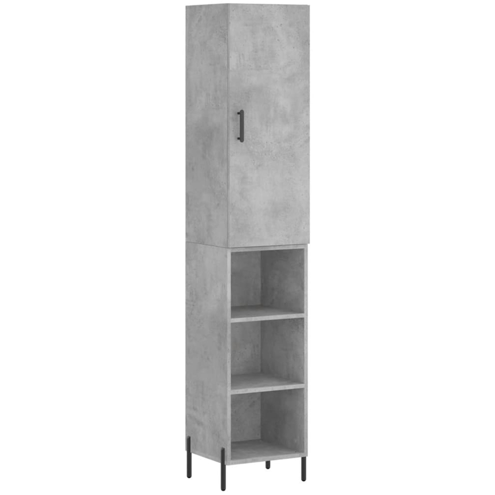 vidaXL Single Door 3 Shelf Concrete Grey Tall Highboard Image 2