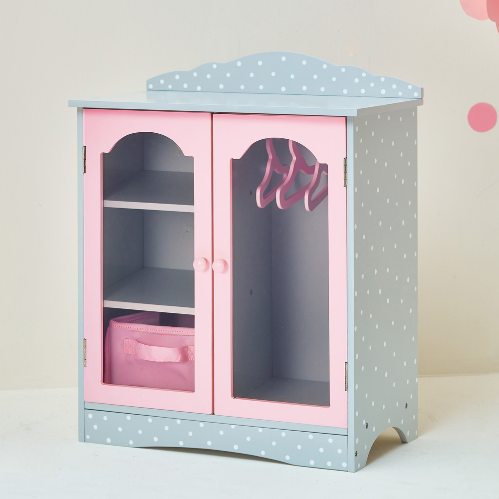 Teamson Kids Olivia's Little World Grey Polka Dots Princess Doll Fancy Closet 18 inch Image 2