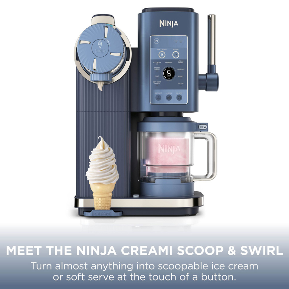 Ninja CREAMi Scoop and Swirl NC701UKBL 13-in-1 Navy Ice Cream and Soft Serve Maker Image 3