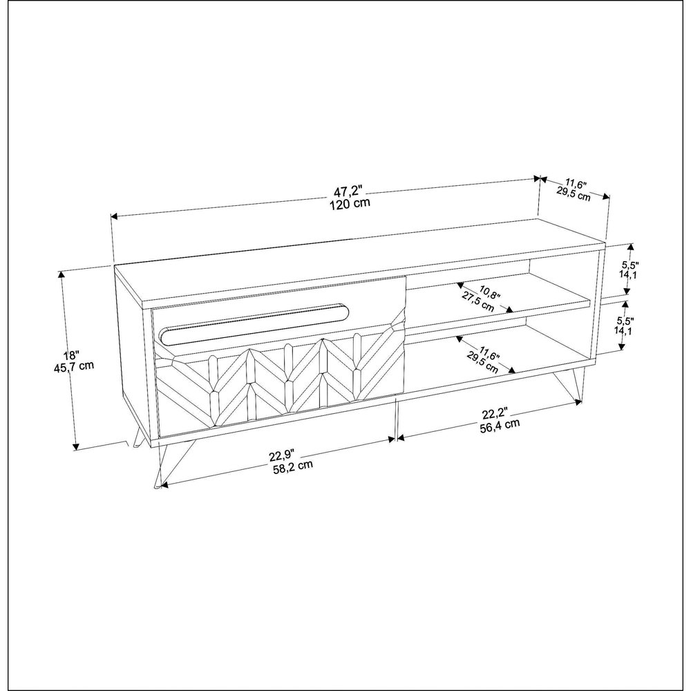 Decorotika Venice Single Door 2 Shelf White TV Unit Image 8
