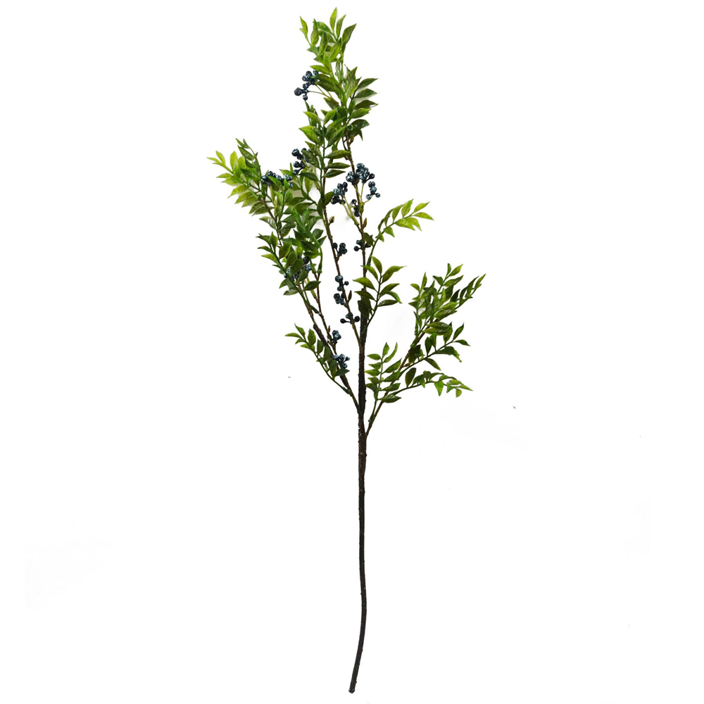 Leaf Nandina Foliage Blue Berry Artificial Spray 2ft 6 Pack Image 2
